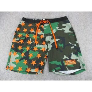DIXXON Board Shorts Mens 38 Green Camo Stars Drawstring Swim Trunks Bathing Suit